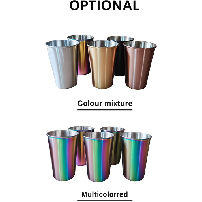 Набір кухлів з нержавіючої сталі Irishom з 5 різнокольорових металевих кухлів по 500 мл для подорожей на відкритому повітрі для ке