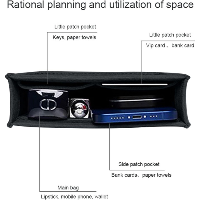 Фетровий органайзер Lckaey для сумки Hermes Evelyne III TPM PM GM вставка для сумки mini 16 29 33 органайзер для гаманця Y003 Blac