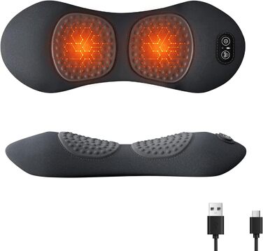 Поперекова опорна подушка 3-в-1, електрична поперекова опорна подушка з підігрівом та вібрацією, поперековий масажер для полегшення болю в попереку та хребті (A)