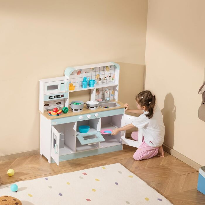 Дитяча кухня VEVOR 24 предмети, Ігрова кухня з підсвічуванням, звуками, дитяча кухня з морозивницею, духовкою, мийкою, мікрохвильо