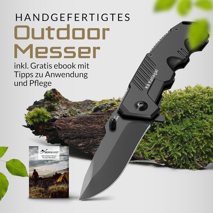 Складаний ніж BERGKVIST K9 (одноручний) - гострий кишеньковий ніж з суцільнометалевого корпусу для активного відпочинку та виживан