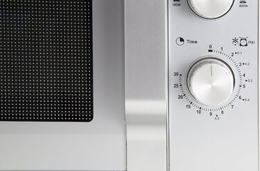 Мікрохвильова піч Sharp R204S Solo / 20 л / 800 Вт / 6 рівнів потужності / Таймер від 30 хвилин до 00 секунд / Розморожування з контролем ваги / Скляний поворотний стіл (24,5 см) / срібло