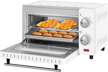 Міні-піч WOLTU 10 літрів, мала духовка, піч для піци, 100-230 C, таймер 0-60 хв., міні-піч з деком для випікання, ручкою для зняття решітки гриля, білий, BF14ws