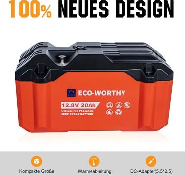 ЕКОЛОГІЧНО СТІЙКИЙ LiFePO4 акумулятор 12V 20Ah літій-іонний акумулятор з 3000-15000 глибоких циклів та захистом BMS для тролінгового двигуна, інвалідного візка, кемпінгу 12.8V 20AH на відкритому повітрі