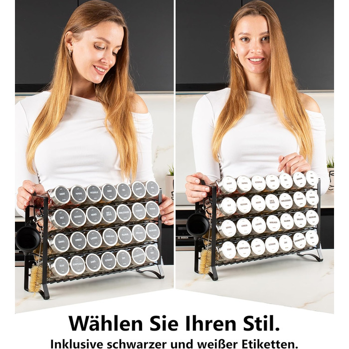 Підставка для спецій Deco haus, настінна та настінна З 28 БАНКАМИ ТА ЕТИКЕТКАМИ ДЛЯ СПЕЦІЙ - Органайзер для спецій - Настінна підставка для спецій - Органайзер для підставок для спецій - Підвісна підставка для спецій - Підставки для спецій з кришкою з нер