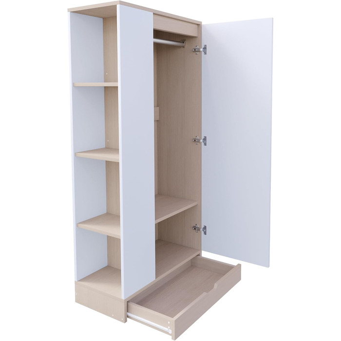 Шафа Soweiz, одностулковий дизайн, мінімалістичний стиль, міцна та стійка, з полицями та шухлядами, 70x40x170 см (біла)