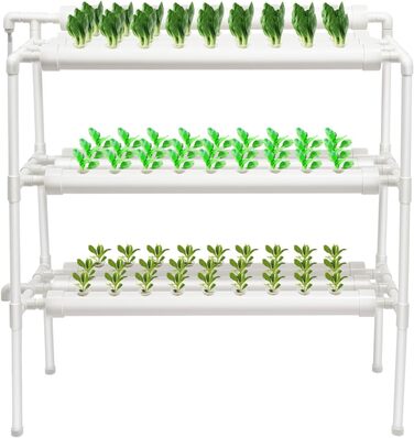 Набір для гідропонного вирощування LIAIZE із 90 місцями для рослин, 3-шарова система гідропонного вирощування, набір для гідропонного вирощування на ділянці Система гідропонного садівництва Безґрунтові труби для вирощування Вертикальний сад