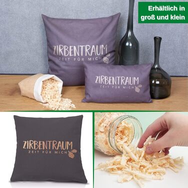 Подушка Herbalind зі швейцарської сосни &quotМрія швейцарської сосни&quot кольору антрацит/рожеве золото 40x40 см із блискавкою - Наповнена пластівцями швейцарської сосни, 100 бавовняна подушка без добавок, подушка для сну, ароматизована подушка 40 x 40 с