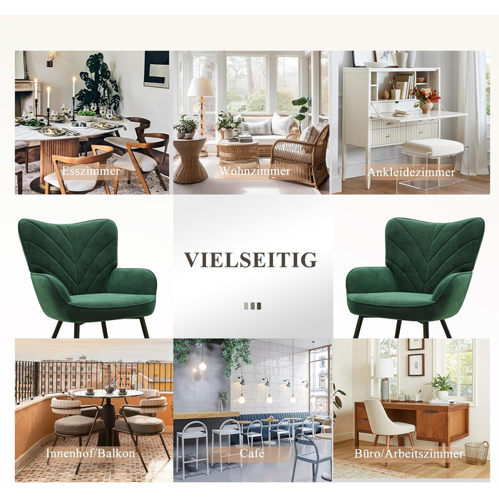 Крісло для вітальні COLAMY, оксамитове м&39яке крісло-реклайнер з високою спинкою, м&39яке комфортне крісло з дизайном відкидної спинки, крісло для відпочинку з дерев&39яними ніжками для вітальні, куточок для читання, зелений зелений 1