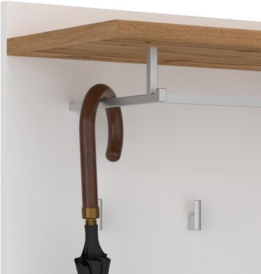 Шафа для одягу Lomadox 5 предметів з дзеркалом та лавкою для взуття в білому кольорі з дубом Шафа для передпокою в сучасному стилі