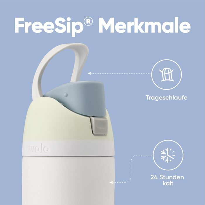 Ізольована пляшка для води з нержавіючої сталі Owala FreeSip з трубочкою, 710 мл без BPA, ідеально підходить для спорту, фітнесу, активного відпочинку та подорожей, Iced Breeze