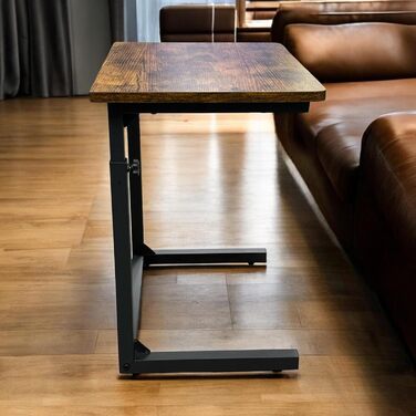 С-подібний журнальний столик для дивана з регульованою висотою, столик для ноутбука для дивана та ліжка, рустикальний коричневий