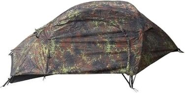 Одномісний намет Mil-Tec Recom (150x250 см) Тунельний намет для 1 особи Ультралегкий, компактний, стійкий до вітру та шторму Намет для трекінгу, кемпінгу, активного відпочинку, походів Одномісний намет у камуфляжному візерунку