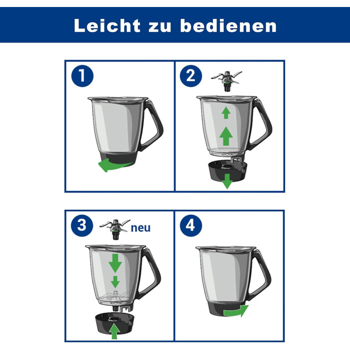 Ніж HAPPOW сумісний з Vorwerk Thermomix TM5 і TM6, заміна ножа на 4 леза, ніж блендера ультрагострий з нержавіючої сталі, в т.ч. 1 щітка для чищення, аксесуари для запасних частин ножа для вашого кухонного комбайна