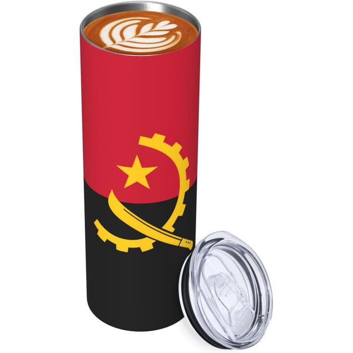 Кухоль з прямою трубочкою, дизайн ангольського прапора, друкований, дорожній кухоль, підходить для кемпінгу, офісу та дому, 590 мл