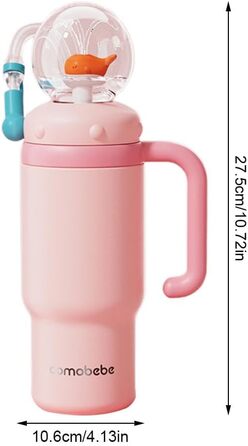 Стаканчик з нержавіючої сталі для фонтану &quotкит&quot з ручкою, 710 мл - Дві кришки, герметичний, можна мити в посудомийній машині, милий та ідеально підходить для дітей, підлітків та дорослих. Чашка для пиття у формі кита з бризками кита (рожевий) 24 у