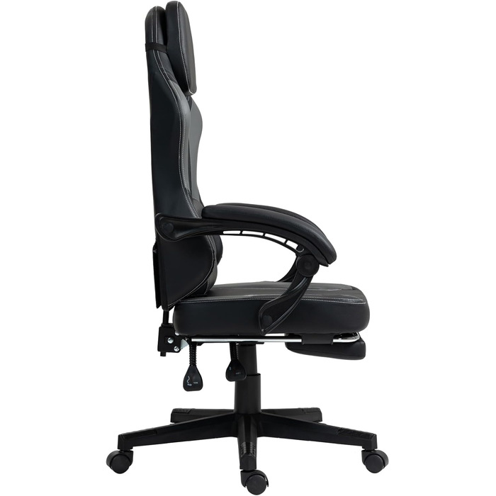 Чорно-сіре ігрове крісло - Підставка для ніг - Ергономічне - Регульована висота