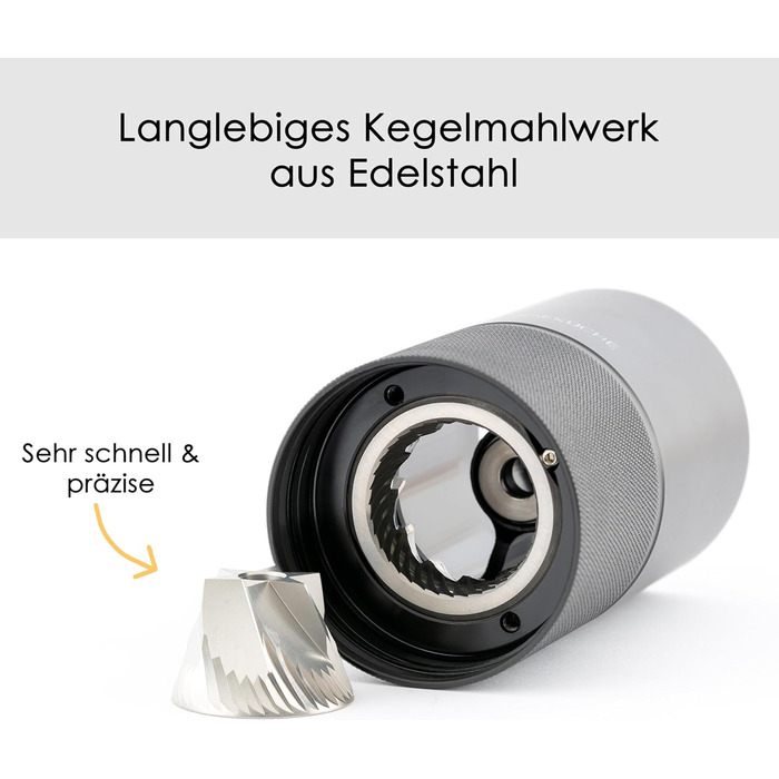 Ручна кавомолка Hansekche - Високоякісна ручна кавомолка з нержавіючої сталі з регульованим помелом - Професійний аксесуар для кав