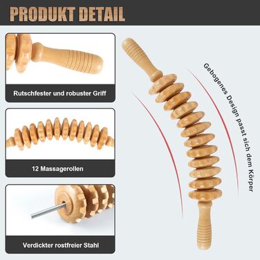 Преміум фасційна паличка з ручкою, Масажний ролик для корекції тіла, Антицелюліт, Масажне дерево для спини, шиї, ніг, спини