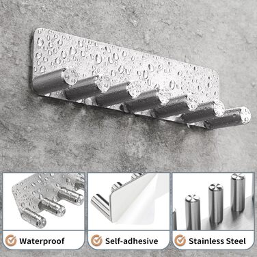 Тримач для електричної зубної щітки OETAMS без свердління, настінний тримач для зубної щітки на 6 насадок для електричних щіток, тримач для зубної щітки з нержавіючої сталі, самоклеючий тримач для головки зубної щітки, срібний