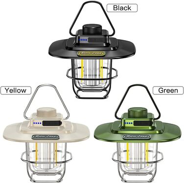 Вінтажний світлодіодний ліхтар для кемпінгу Lixada, водонепроникний, типу C, акумуляторний, для використання на вулиці, для походів, відключення електроенергії, аварійних виходів, для заднього двору, патіо, чорний
