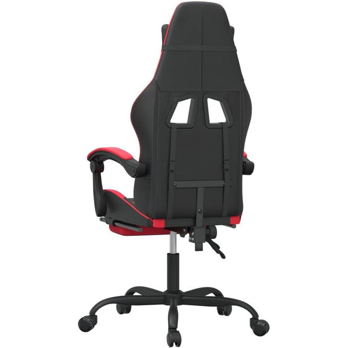 Геймерське крісло з підставкою для ніг, чорно-червона штучна шкіра, регульована спинка та висота, поворот на 360 градусів, міцний металевий каркас, довговічна штучна шкіра, ергономічний дизайн, 36,5 x 42 см (Ш x Г), червоно-білий