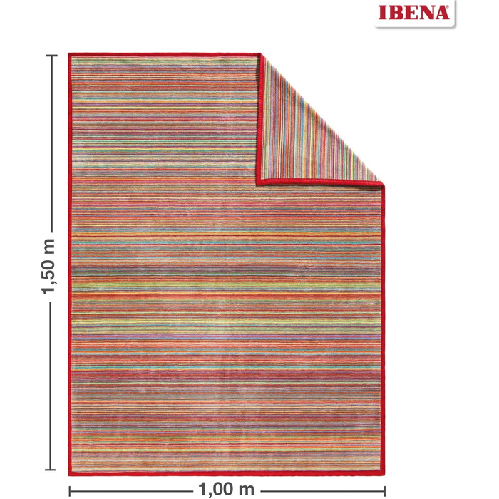 М&39яка ковдра Ibena Malang 100x150 см барвиста ковдра до колін, весела смугаста ковдра з високоякісної бавовняної суміші, м&39яка та приємно тепла 100 x 150 см. Барвиста