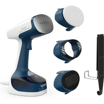 Секунд нагріву 1400 Вт до 25 г/хв. резервуар для води 150 мл 8 хв. відпарювання мережевий кабель 2,6 м різні аксесуари білий/синій