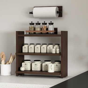 Трирівнева підставка для спецій Homidea ZEN - дерев&39яна кухонна полиця, шафка для спецій, універсальний органайзер для кухні, ванної кімнати, офісу (горіх)