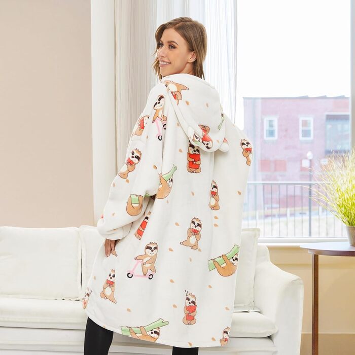 Толстовка з капюшоном THREE POODLE, светр з капюшоном великого розміру, затишний светр для жінок, чоловіків та дітей, тепла та м&39яка підкладка, толстовка з капюшоном великого розміру з шерпи, різні візерунки, для дорослих лінивців