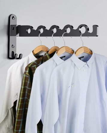 Настінна вішалка Складана, вішалка для одягу Вішалка гачок Алюмінієва для пральні Ванна кімната Ванна кімната Балкон (Чорна, 1) Чо