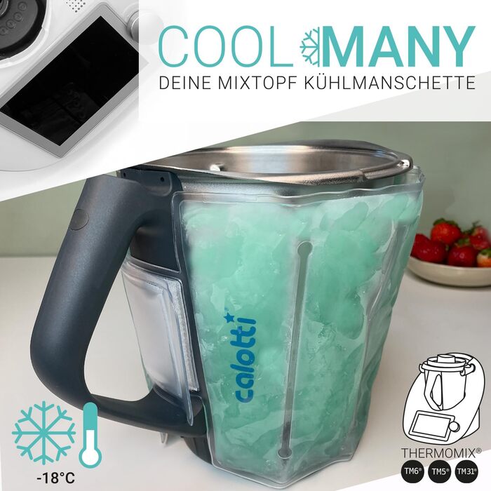 Ваш охолоджуючий рукав для міксерної чаші Thermomix TM6, TM5 і TM31. Просто зачепіть і закрутіть навколо миски для змішування та остудіть. Тримає миску для змішування в прохолоді протягом години. TM5, TM6 і TM31 Монетний двір