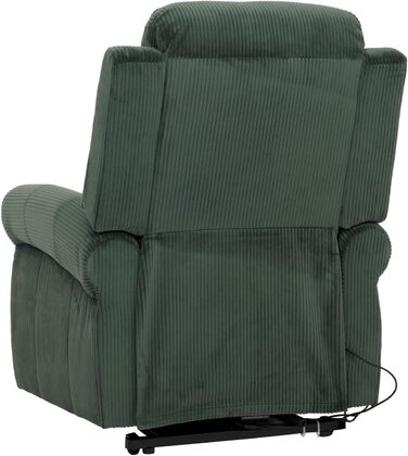 Крісло для телевізора Mendler HWC-K63, відкидне крісло, функція відкидання, допомога підйому, масаж, функція підігріву, тканина (220 г/м) вельвет - зелений