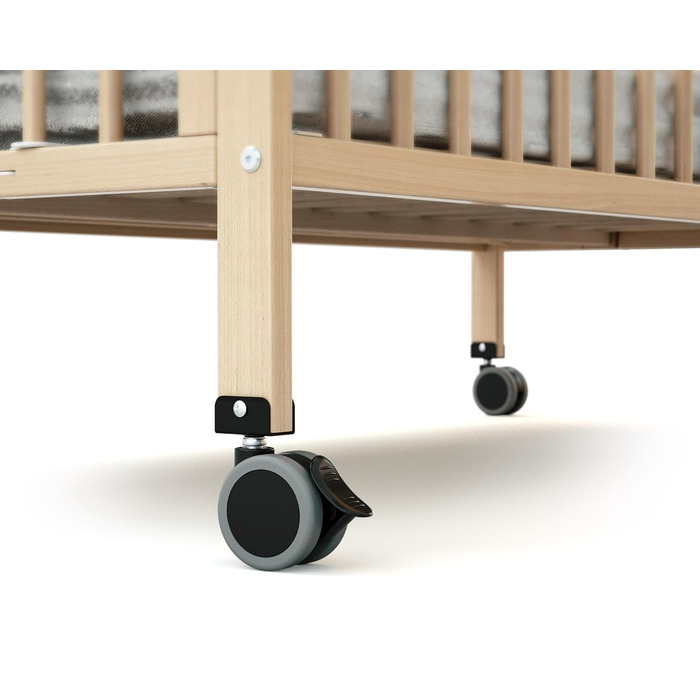 Складане дитяче ліжко 60x120 см Біле Складане дерев&39яне дитяче ліжко на колесах Біле 60 x 120-124,5 x 64,5 x 87,5 см, 4 - PRO ESSENTIEL