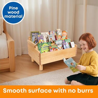 Дитяча книжкова полиця, маленька книжкова полиця Монтессорі для малюків, полиця для зберігання дитячих книг з роздільником, дерев&39яна підставка для книг для ігрової кімнати, дитячої кімнати, класної кімнати, натуральна сосна