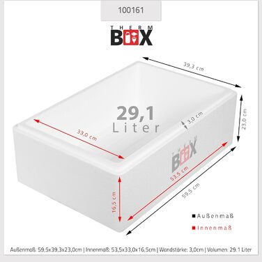 Пінопластовий контейнер 29 Вт Товщина стінки 3 см Об&39єм 29,1 л Внутрішні розміри 53x33x16 см Ізольований контейнер Холодильник Контейнер для підігріву Багаторазовий