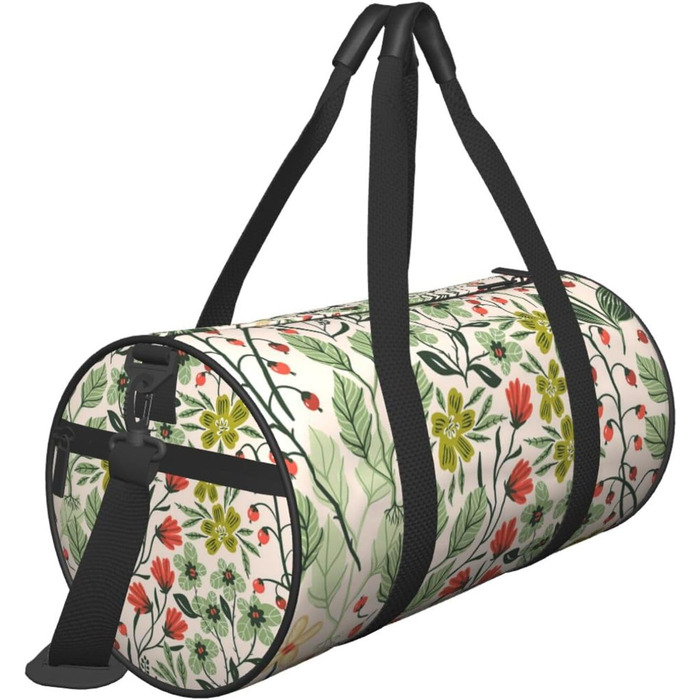 Спортивна сумка для подорожей з квітковим принтом, сумка для ночівлі, чорна, універсальний розмір