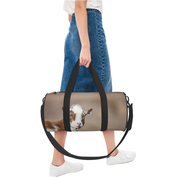 Спортивно-дорожня сумка з козячим мотивом, чорна, універсальний розмір