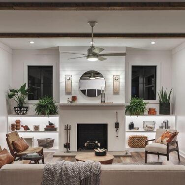 Стельовий вентилятор Licht-Erlebnisse з пультом дистанційного керування світлодіодне освітлення з регулюванням Ø132см 5 лопатей По