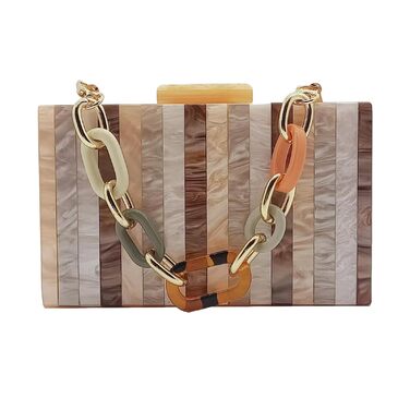 Клатч жіночий акриловий з геометричним мармуровим малюнком, вечірня сумочка з від'ємним ланцюжком, колір абрикосовий