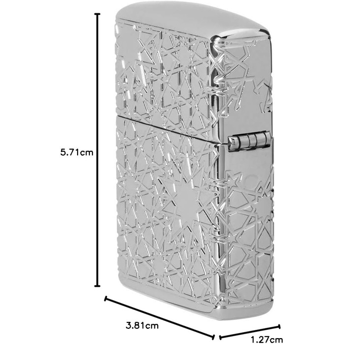 Кишенькова запальничка Zippo з візерунком арабської зірки, високополірований хром, 49076, Високополірована хромована зірка, Один розмір