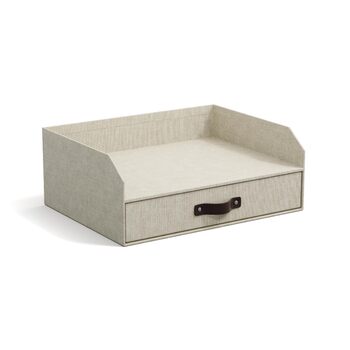 Лоток для листів BIGSO Walter з вбудованою шухлядою практичне місце для зберігання листів, документів тощо система організації з ДВП з папером, що імітує лляну тканину бежевий