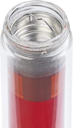 Подвійна пляшка для чаюПодвійна скляна пляшка з неопреновим чохлом та чайним ситечком, 400 мл (термос)