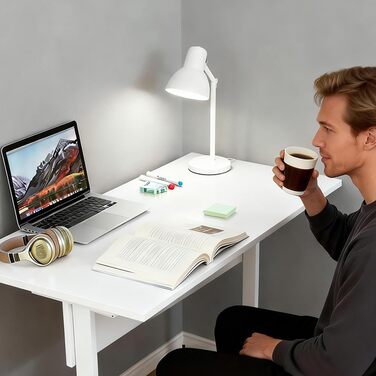 Письмовий стіл 80 x 50 см, офісний стіл з цільною дерев&39яною стільницею, комп&39ютерні столи для офісних робочих місць, стіл для спальні та вітальні, білий 0,8 x 0,5 м