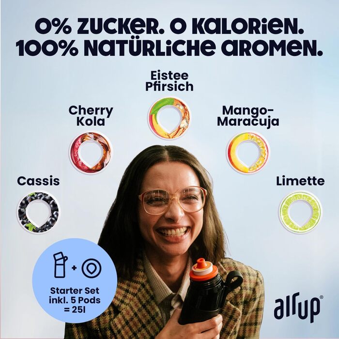 Повітряна пляшка Gen2 Starter Set Original, включаючи стручки з 5 смаками I пляшка для пиття 600 мл зі смаком, без цукру I можна м