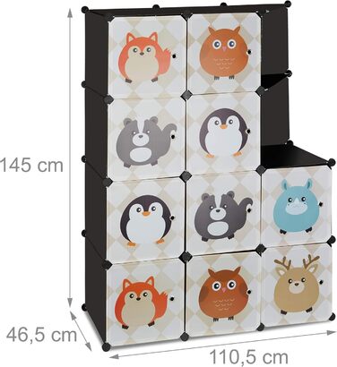 Релакс-дні, кольорова вставна полиця для дитячої кімнати, тваринні мотиви, пластикова вставна система, західні двері, шафа для одя