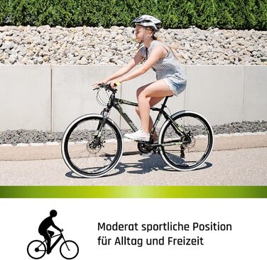 Гірський велосипед Galano Toxic 26 дюймів від 145 см для жінок, чоловіків, дівчат, хлопців з 21 передачею, амортизаційною вилкою та дисковими гальмами, гірський хардтейл, унісекс, чорний, 36 см