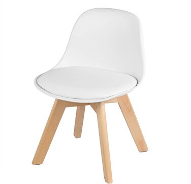 Дитячий стілець на дерев'яних ніжках висота сидіння 33 см, Міцні дитячі стільці зі спинкою для дитячої кімнати, PPPU (білий)