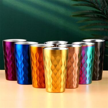 Двостінні чашки для води з нержавіючої сталі, 330 мл, штабельовані, ізольовані, для кемпінгу та використання на природі, срібні, 6 шт.