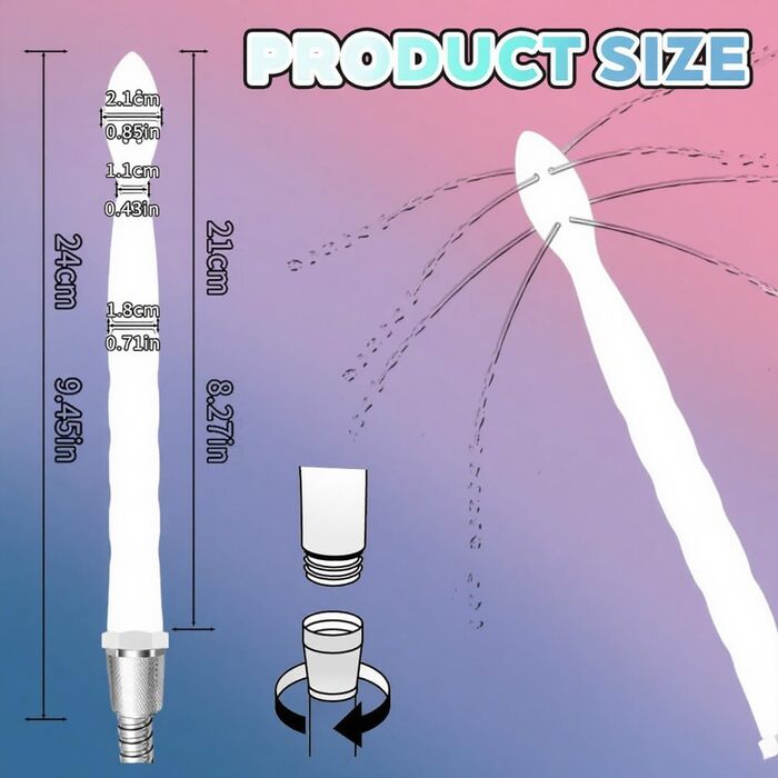Анальна душова насадка з силікону, 24 см, 8 отворів, біла
